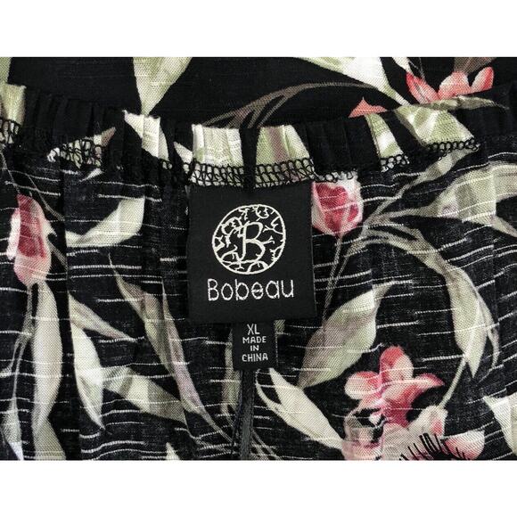 Bobeau Size XL Black Floral Print Lace Trim Slip Dress NWT - Picture 9 of 9